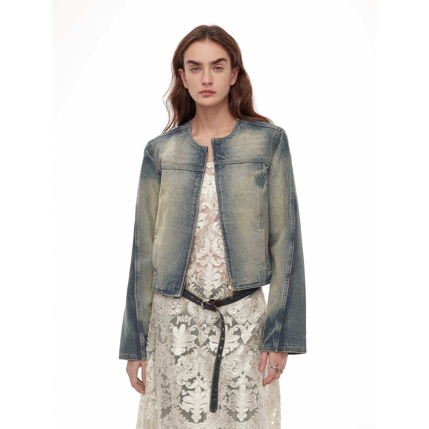 Zipper Short Denim Jacket