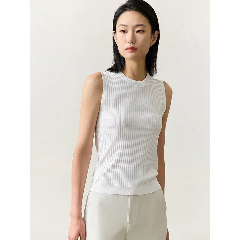 Knitted O-Neck Tank top women