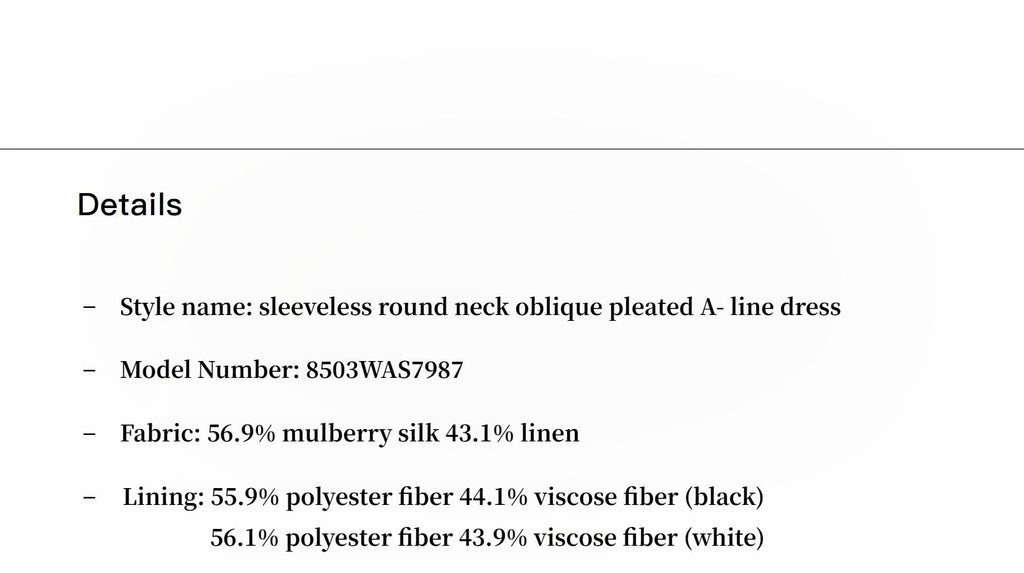 Mulberry Silk Sleeveless Round Neck Oblique Pleated A-Line Dress