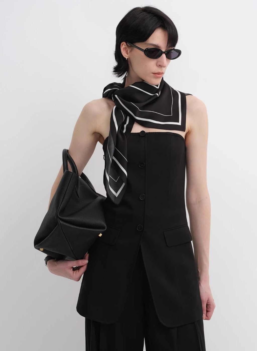 Geometric Print Silk Square Scarf