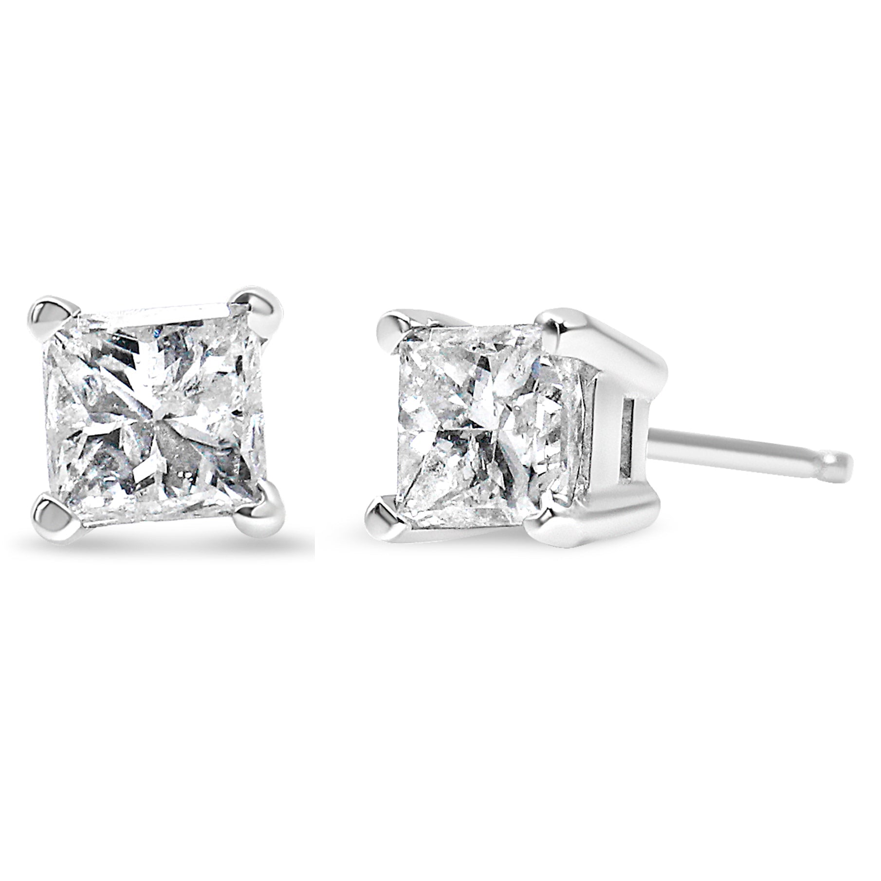Princess-Cut Solitaire Diamond Stud Earrings