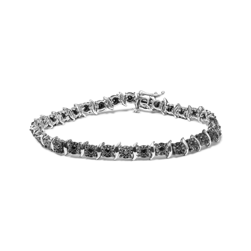 Black Treated Diamond Tennis Bracelet (Black Color)