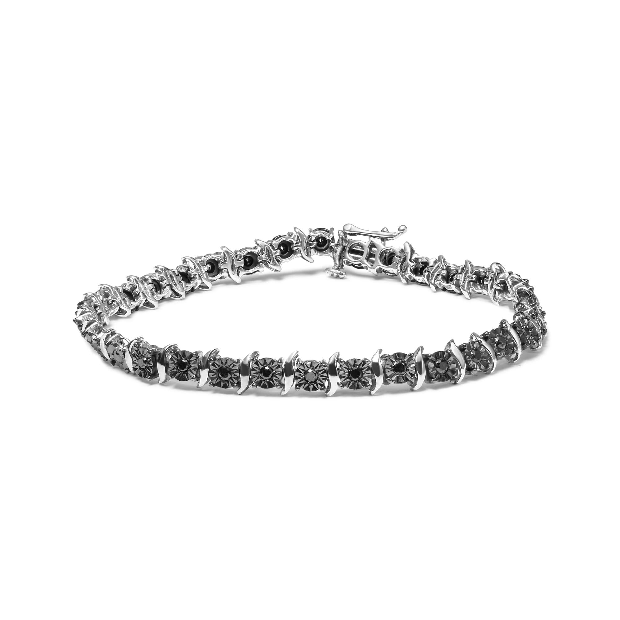 Black Treated Diamond Tennis Bracelet (Black Color)