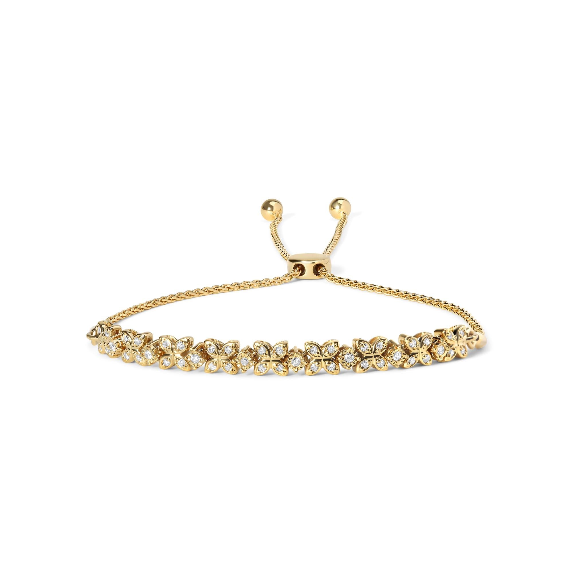 Diamond Marquise Shaped Link 4"-10" Adjustable Bolo Bracelet