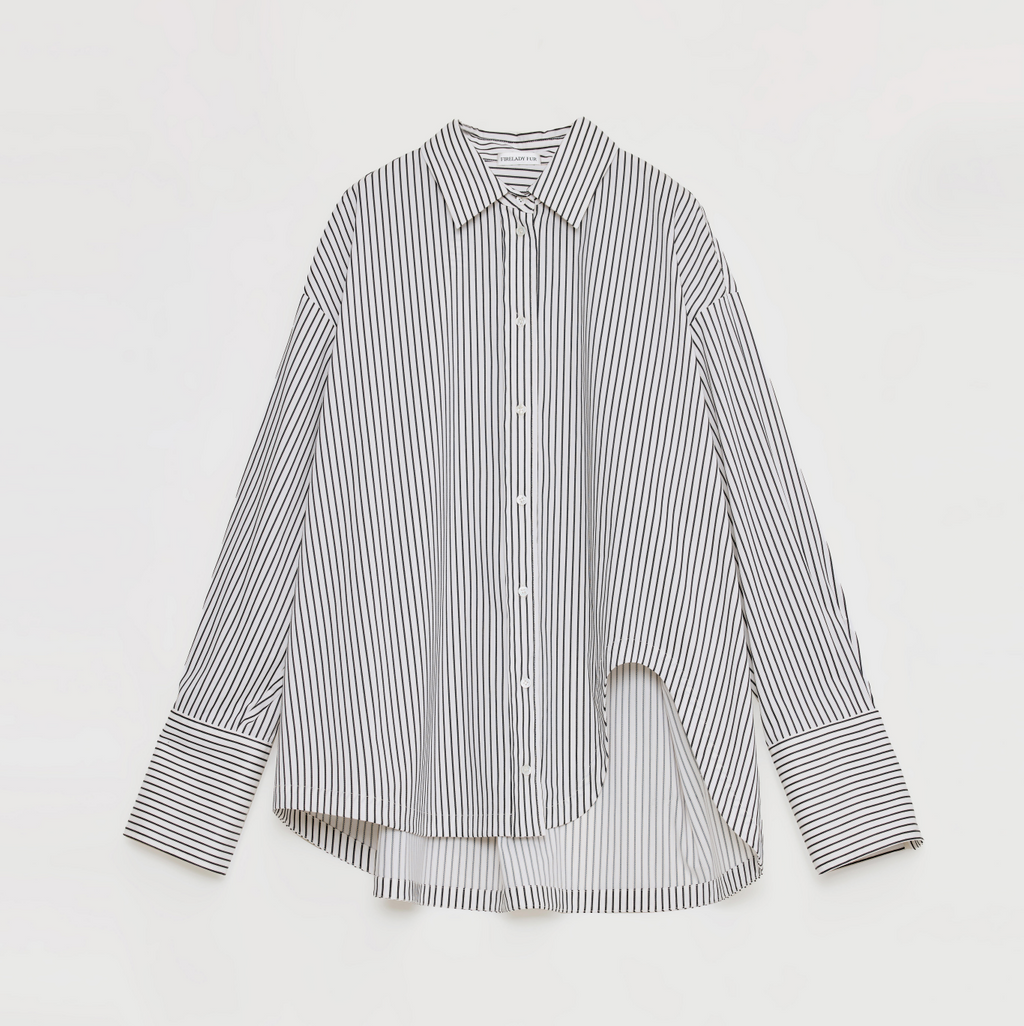 Asymmetric Slanted Striped Shirt