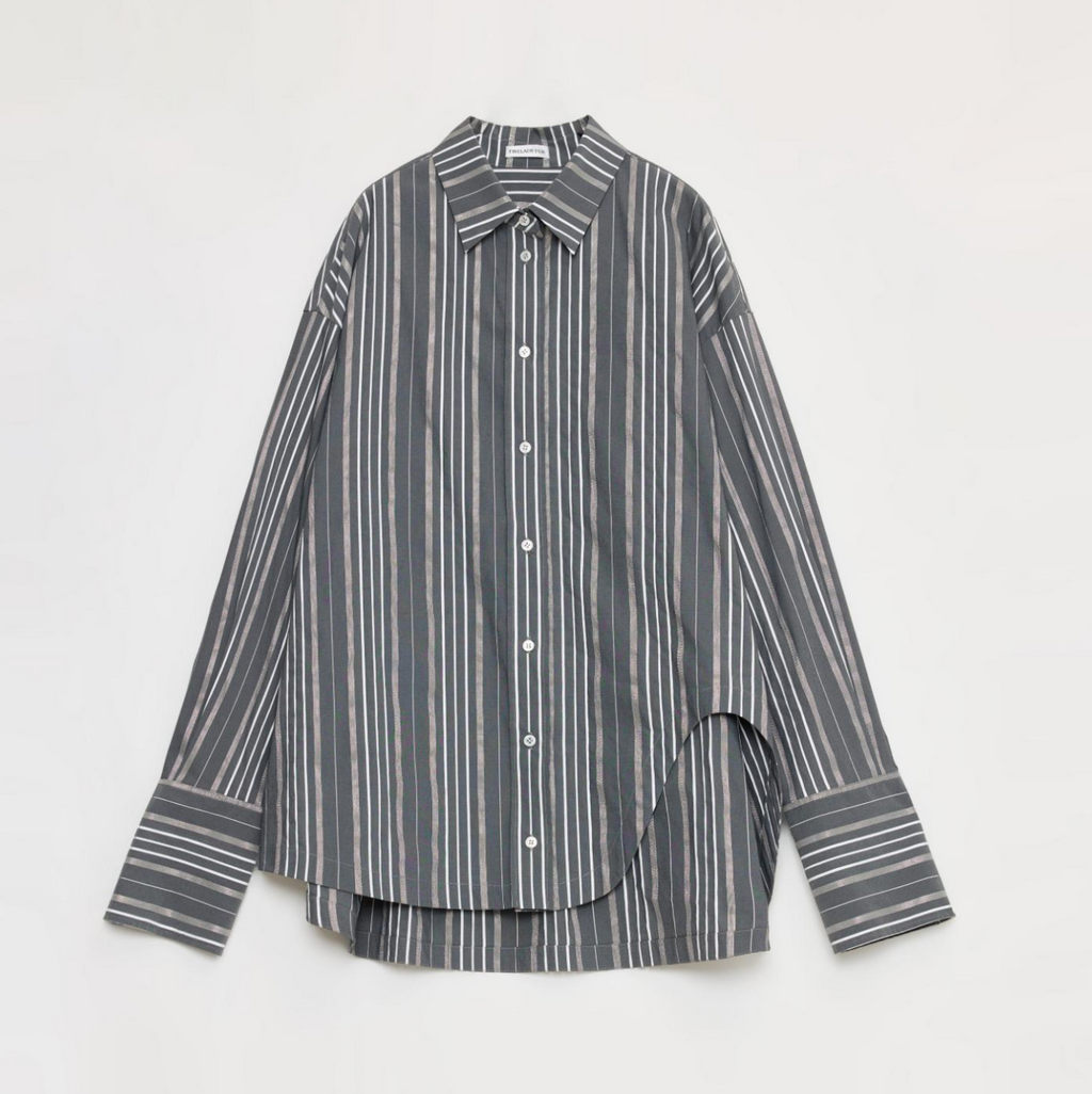 Asymmetric Slanted Striped Shirt
