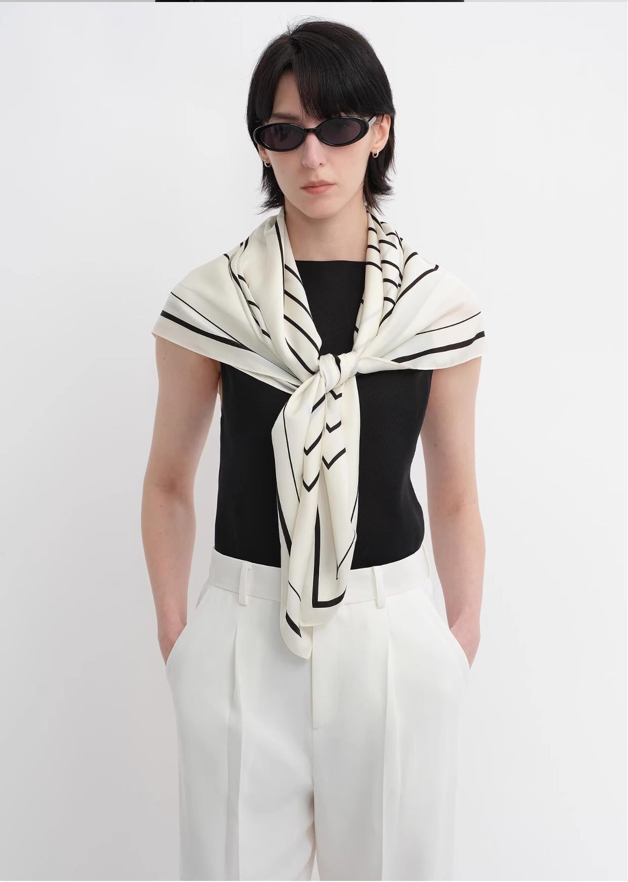Geometric Print Silk Square Scarf