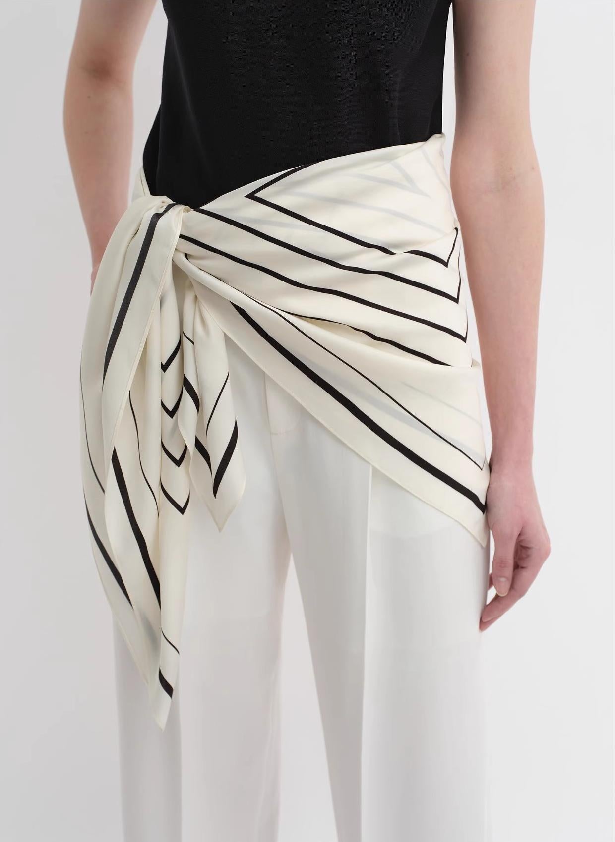 Geometric Print Silk Square Scarf