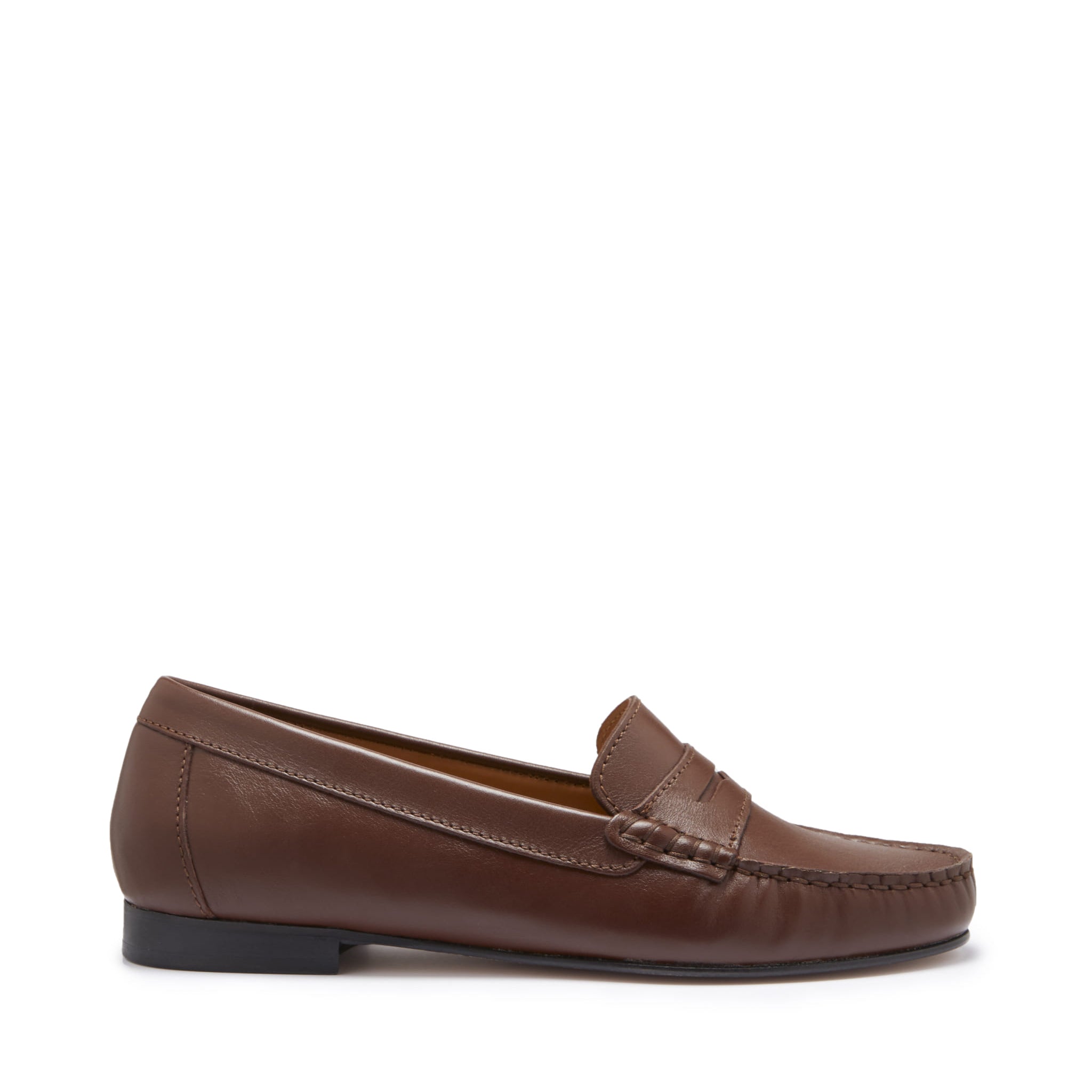 Penny Loafers Leather Sole - Brown Leather