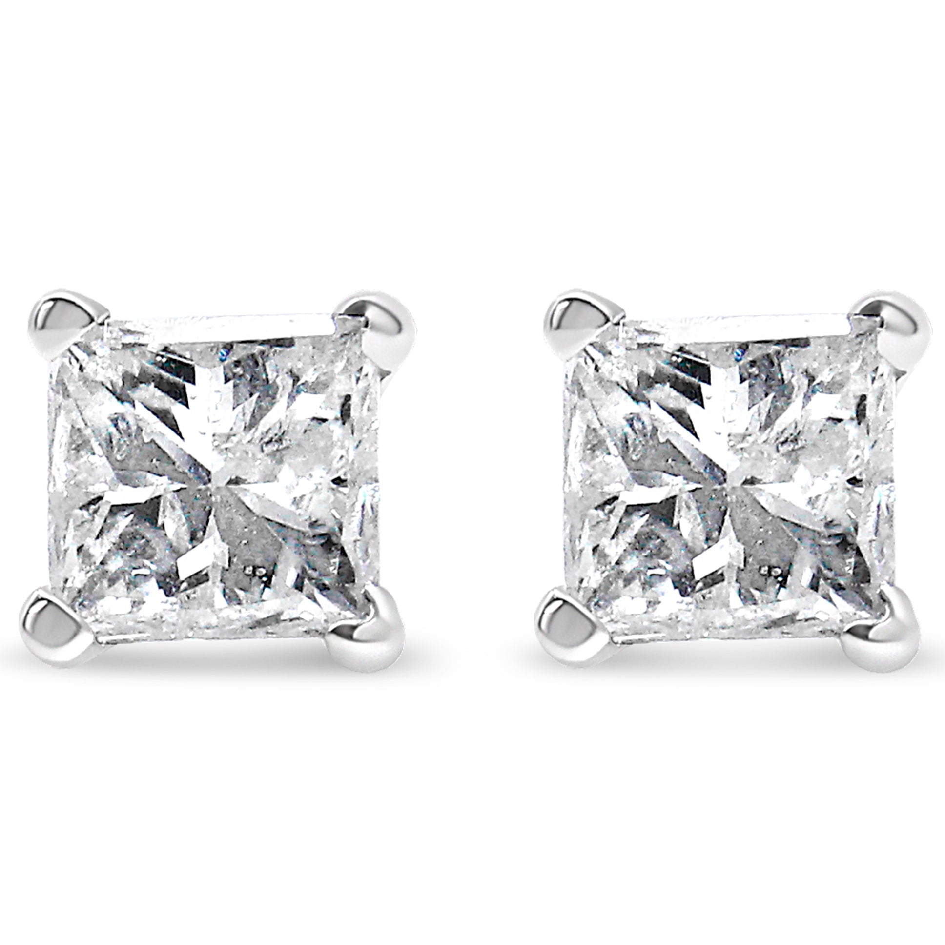 Princess-Cut Square Diamond Stud Earrings