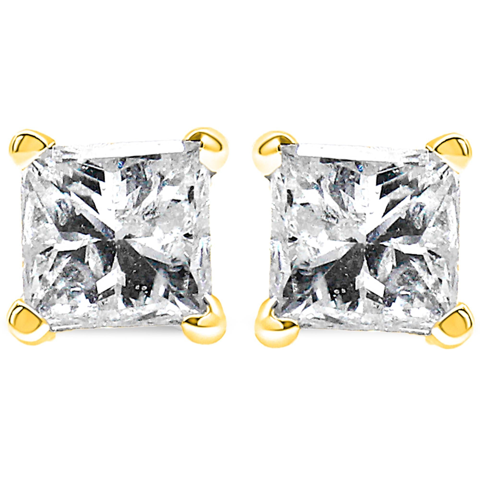 Princess-Cut Solitaire Diamond Stud Earrings