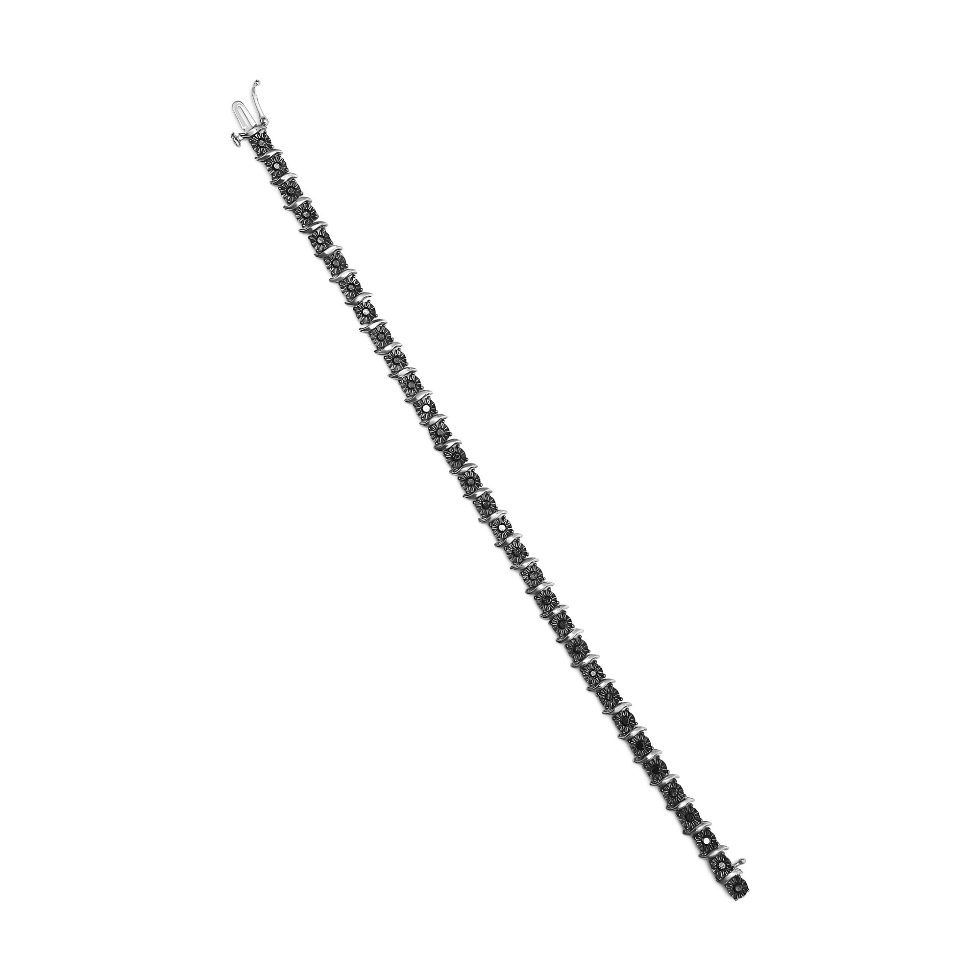 Black Treated Diamond Tennis Bracelet (Black Color)