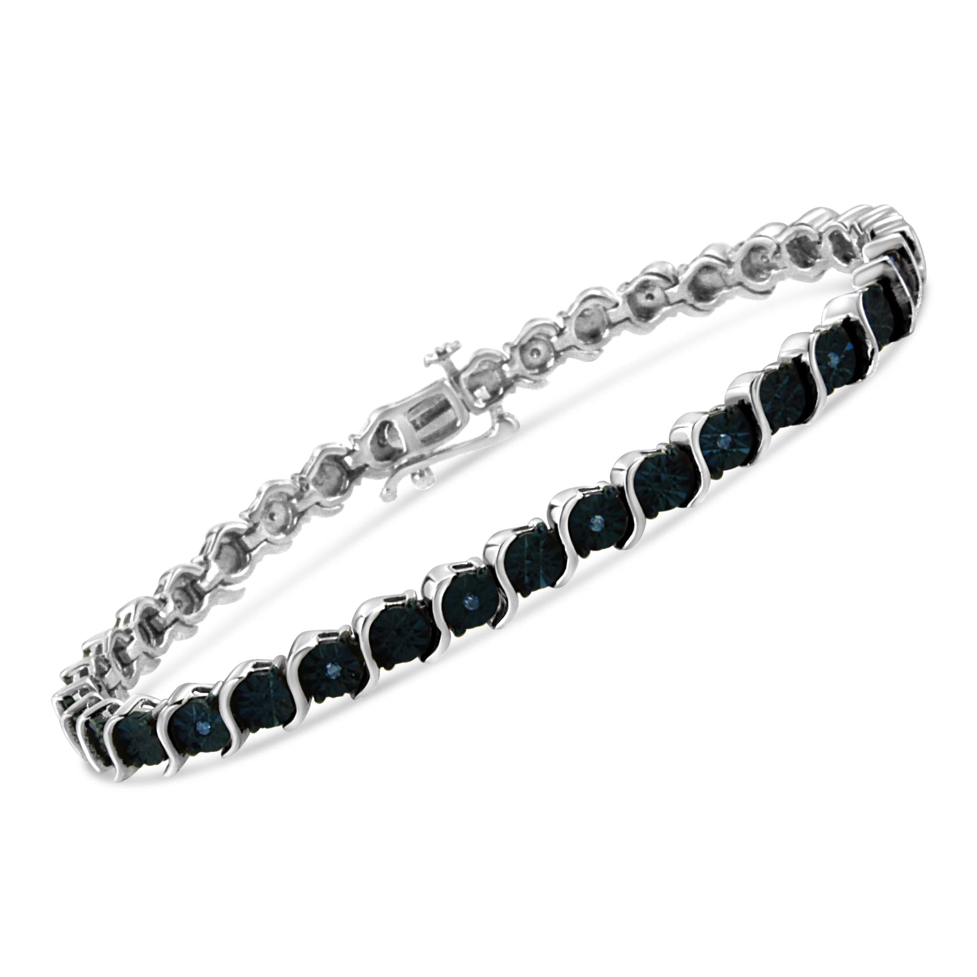 Blue Color Diamond Tennis Bracelet