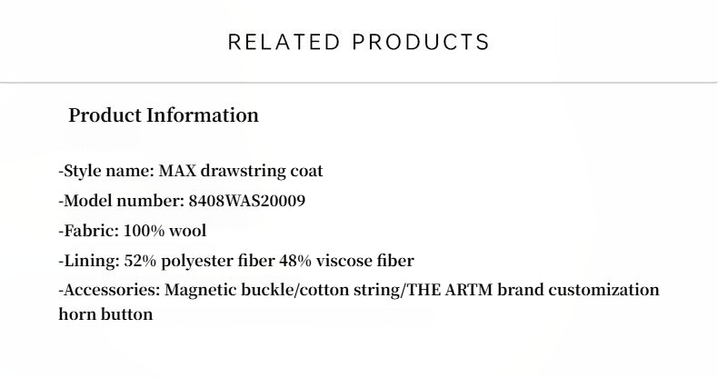 Peaked Lapel Drawstring Mid-Length Wool Coat - Light Coffee / Deep Coffee