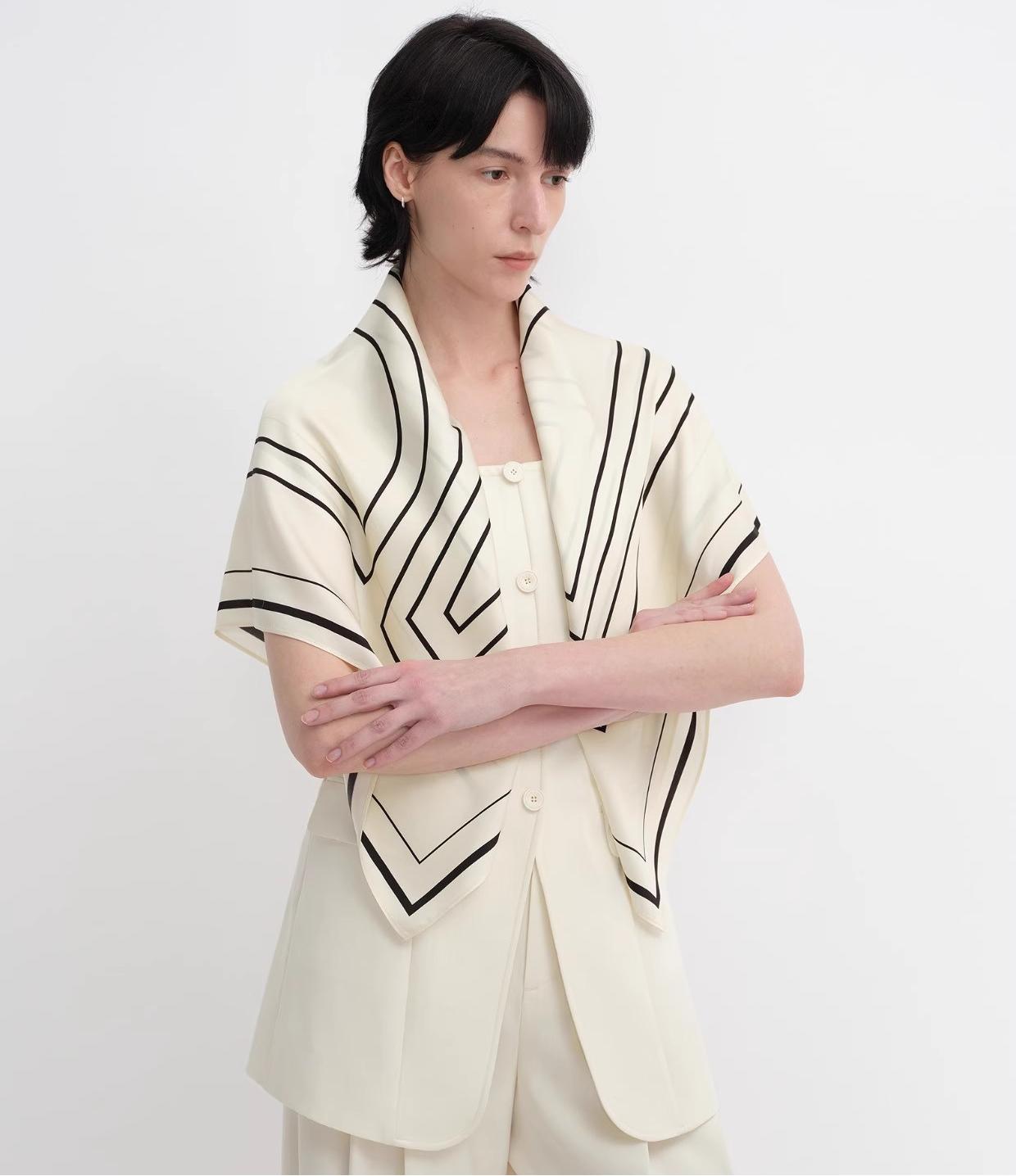 Geometric Print Silk Square Scarf