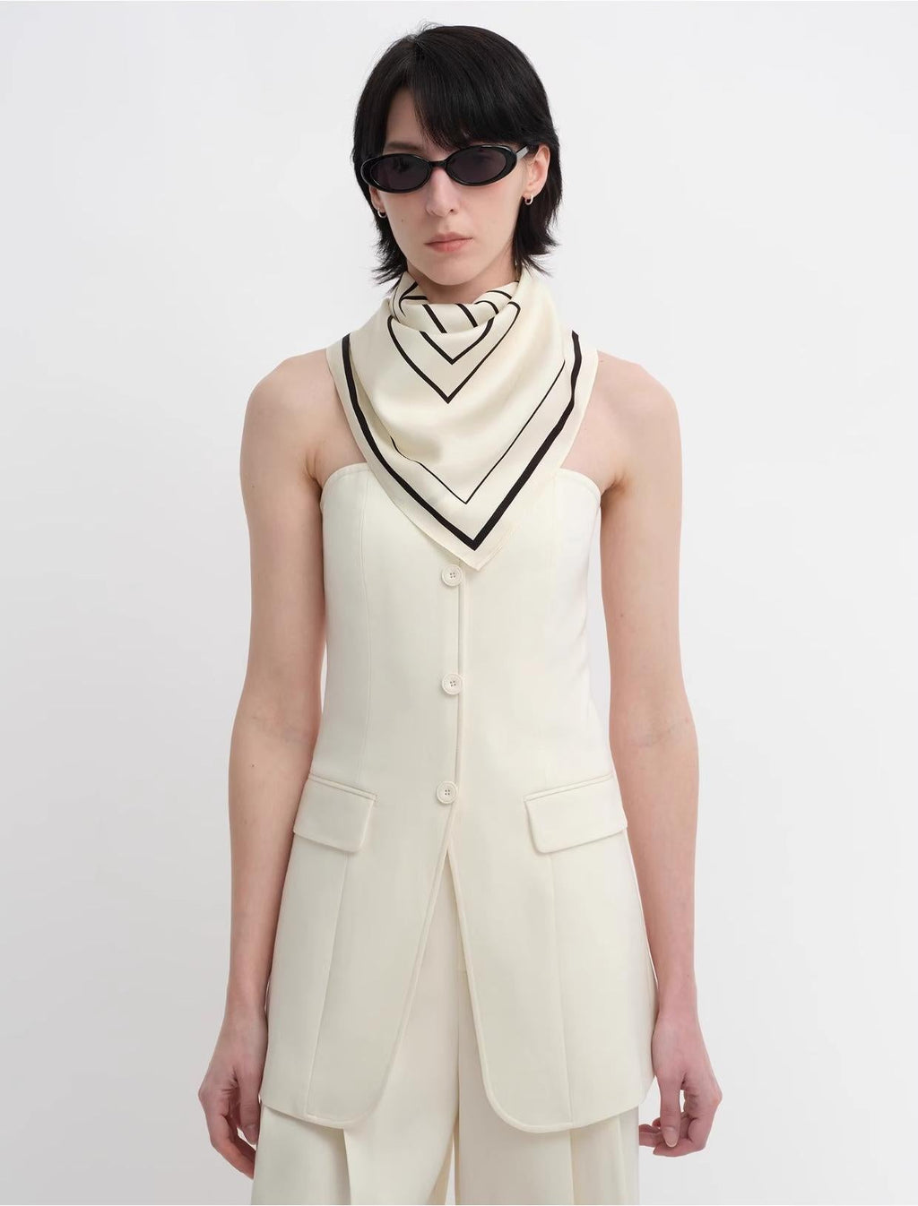 Geometric Print Silk Square Scarf