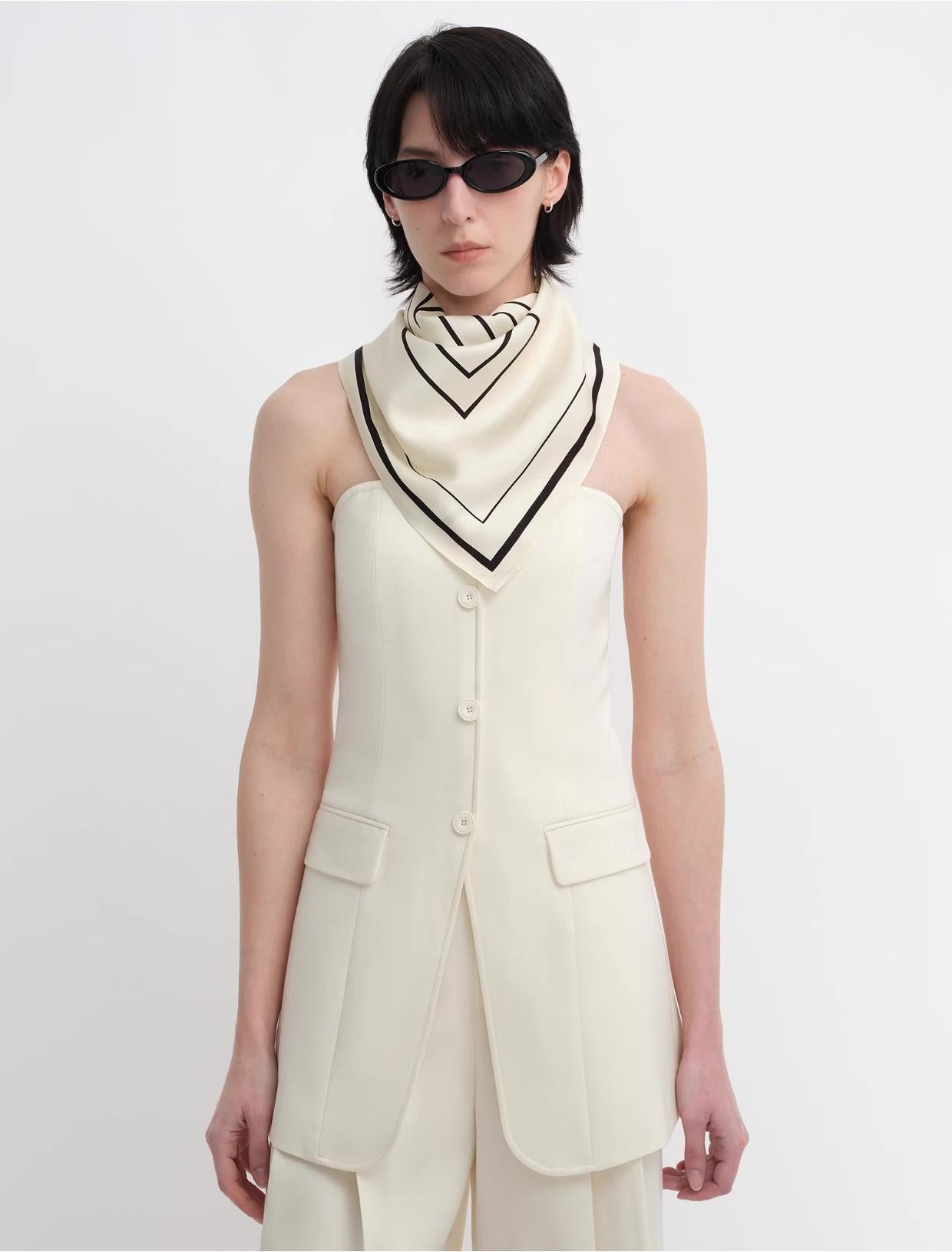 Geometric Print Silk Square Scarf