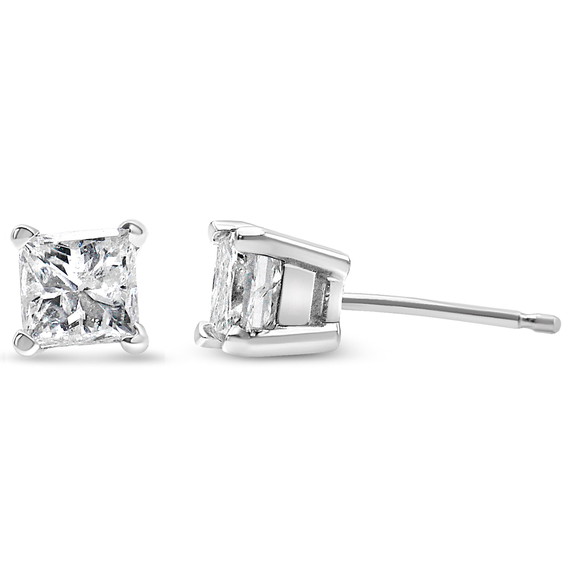 Princess-Cut Square Diamond Stud Earrings