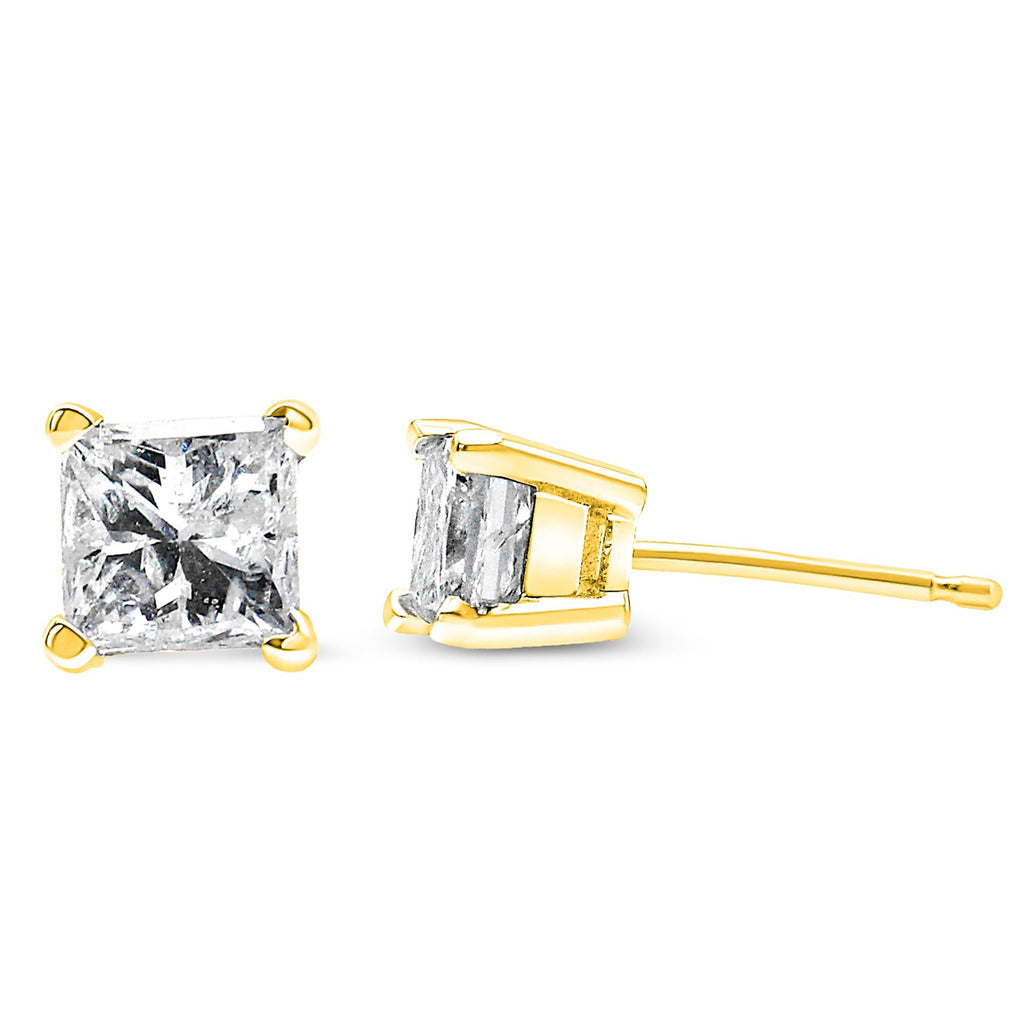 Princess-Cut Square Diamond Stud Earrings