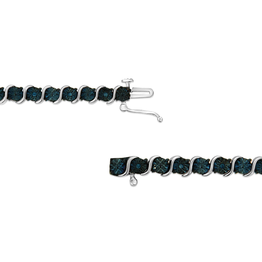 Blue Color Diamond Tennis Bracelet