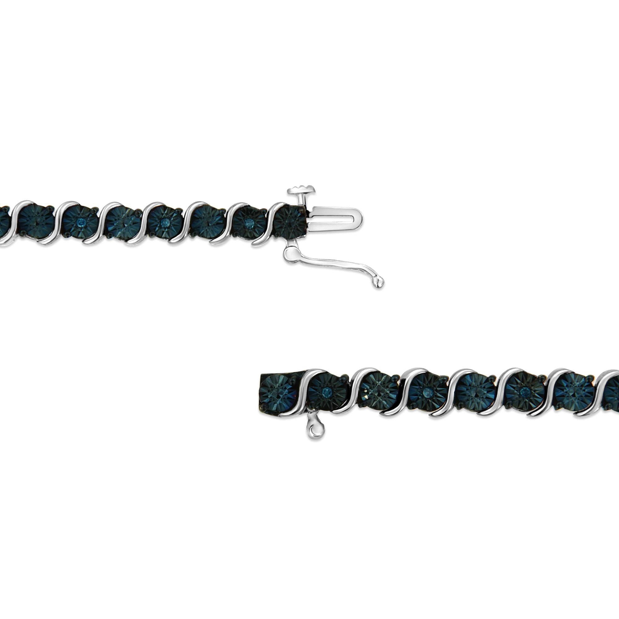 Blue Color Diamond Tennis Bracelet