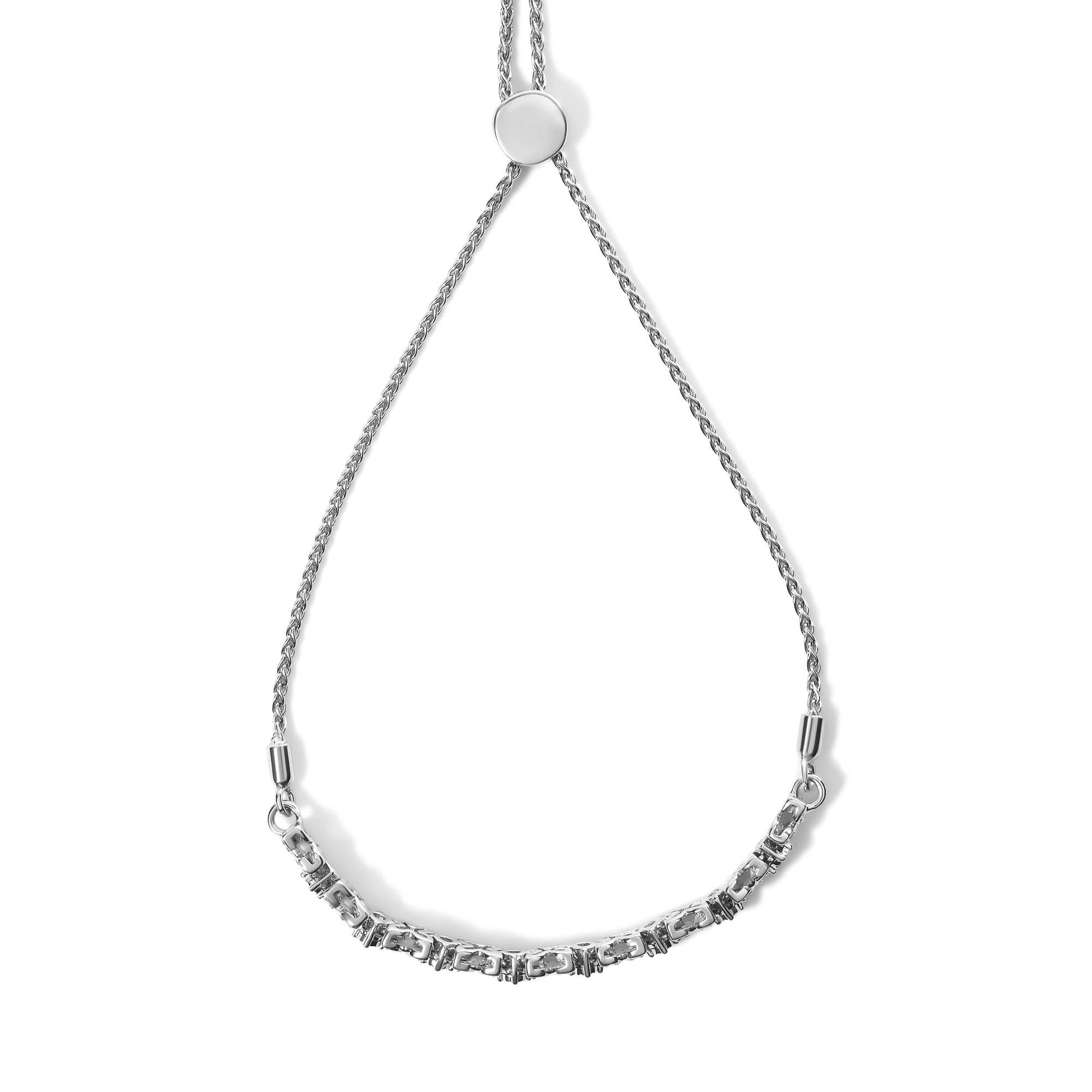Diamond Marquise Shaped Link 4"-10" Adjustable Bolo Bracelet