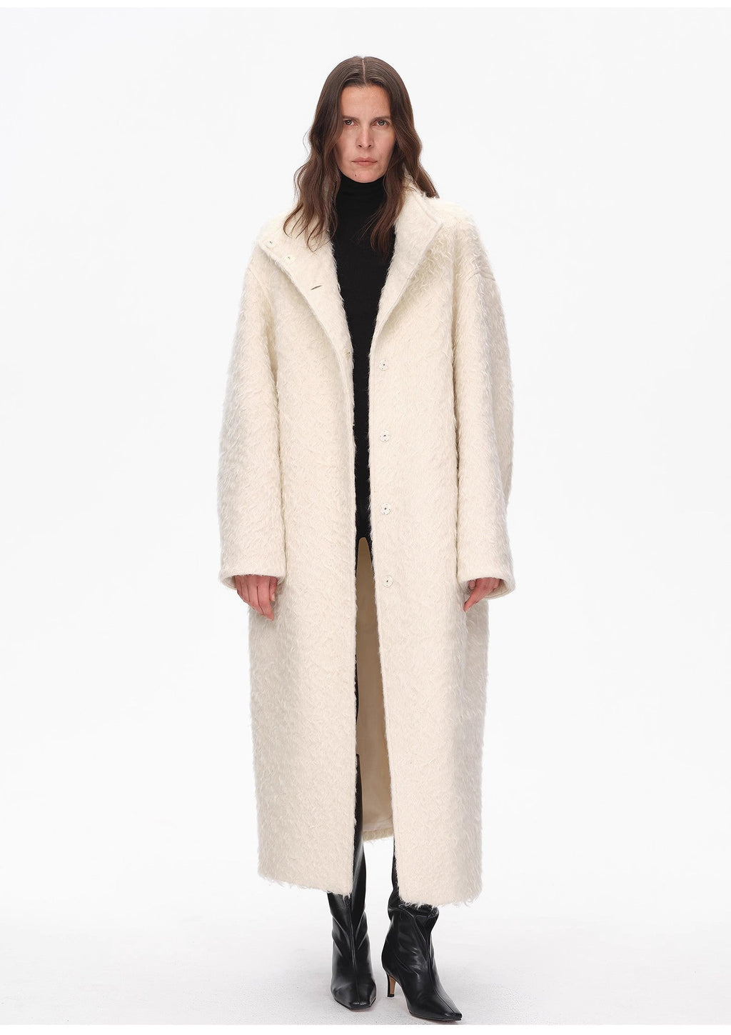 Mohair Wool Stand Collar Coat