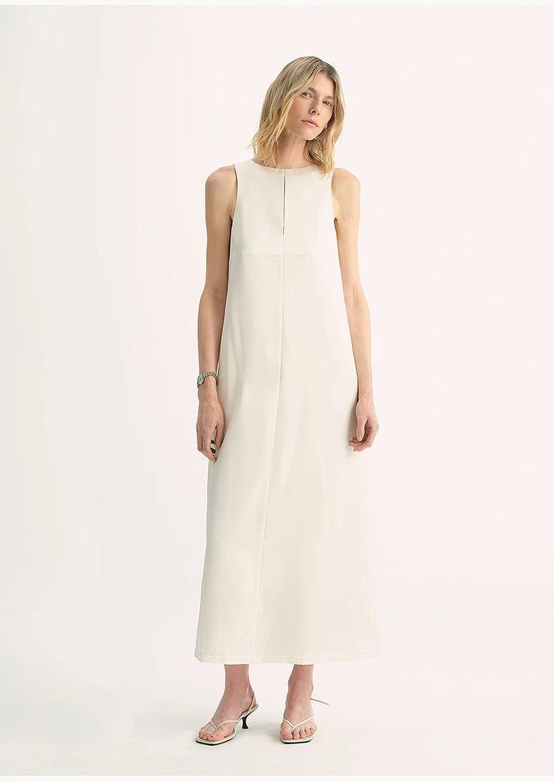 Acetate Wool Slimming Hollow Neckline A-Line Dress