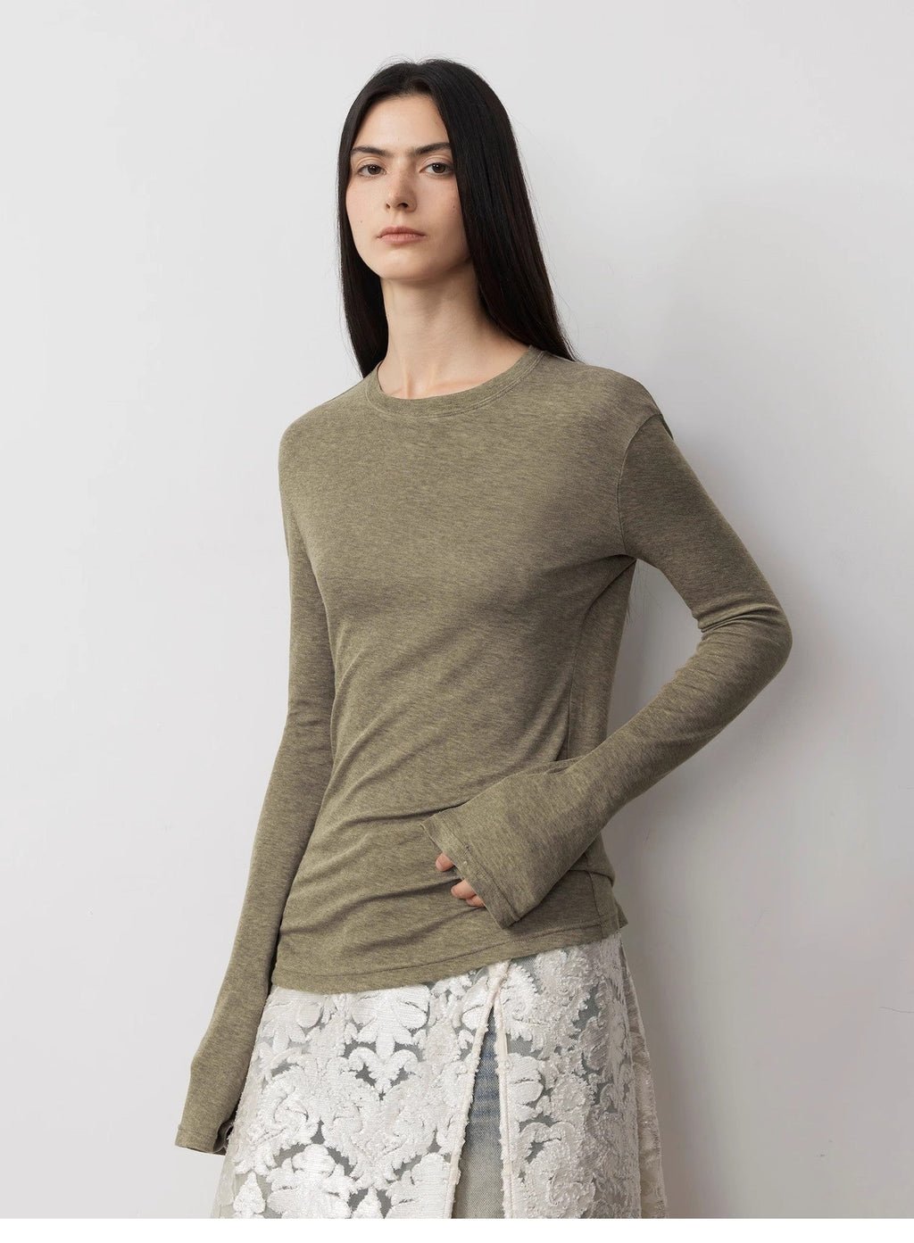 Lyocell Wool Stretch Long-Sleeved T-Shirt