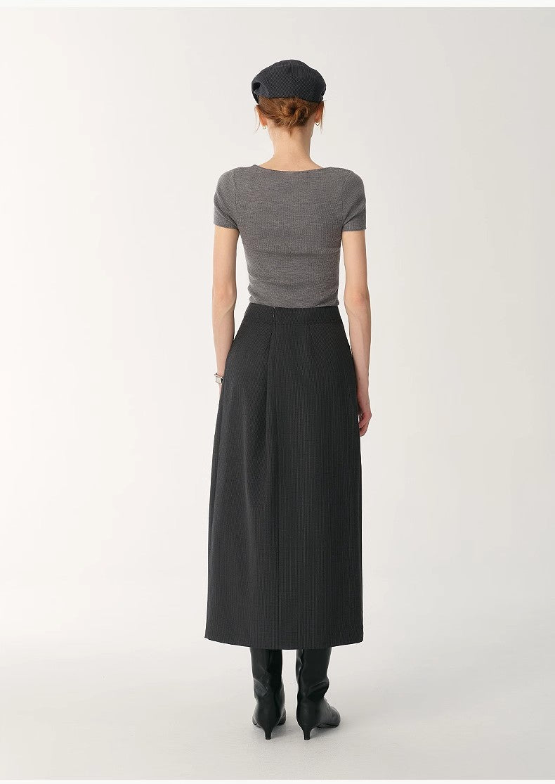 Round Neck Slim Short Sleeve Wool Top