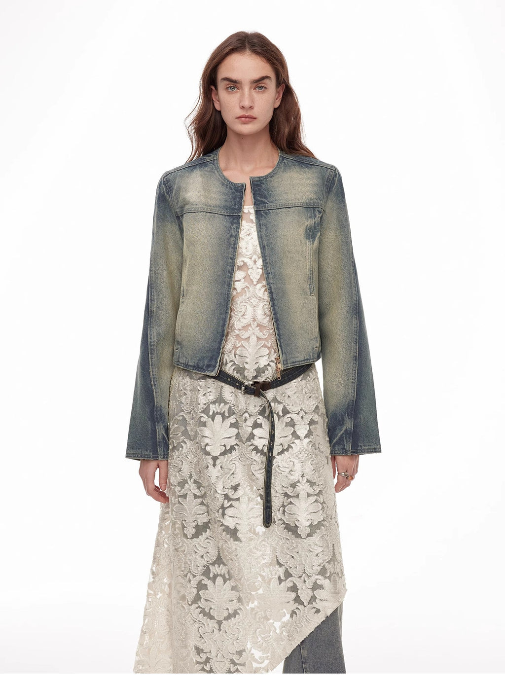 Zipper Short Denim Jacket