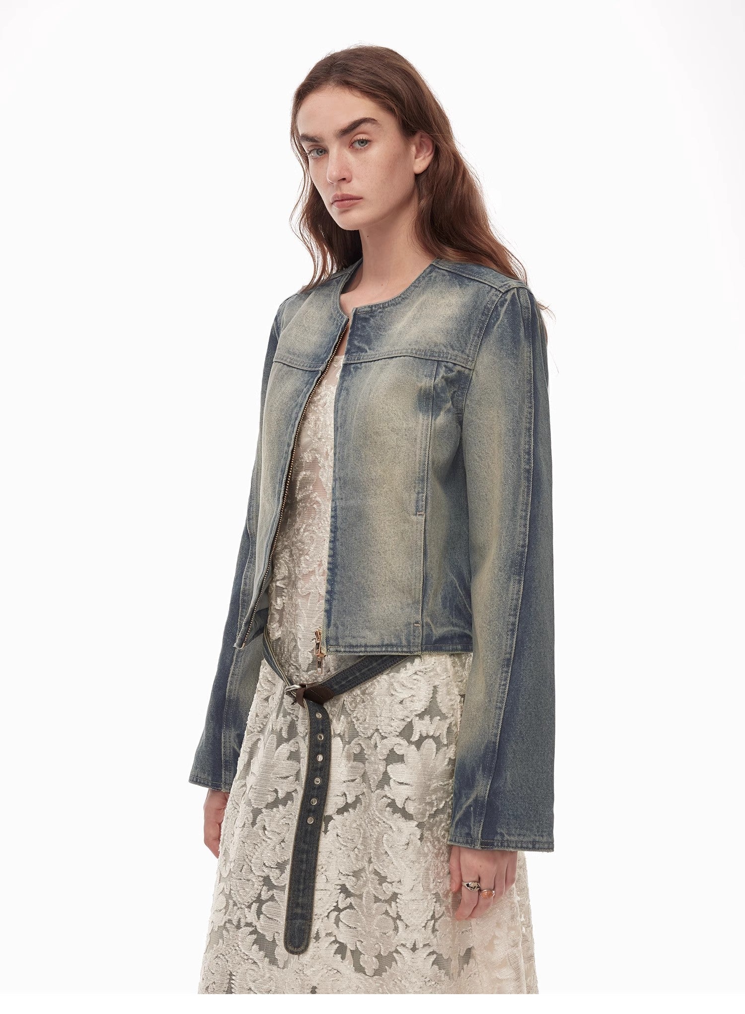 Zipper Short Denim Jacket