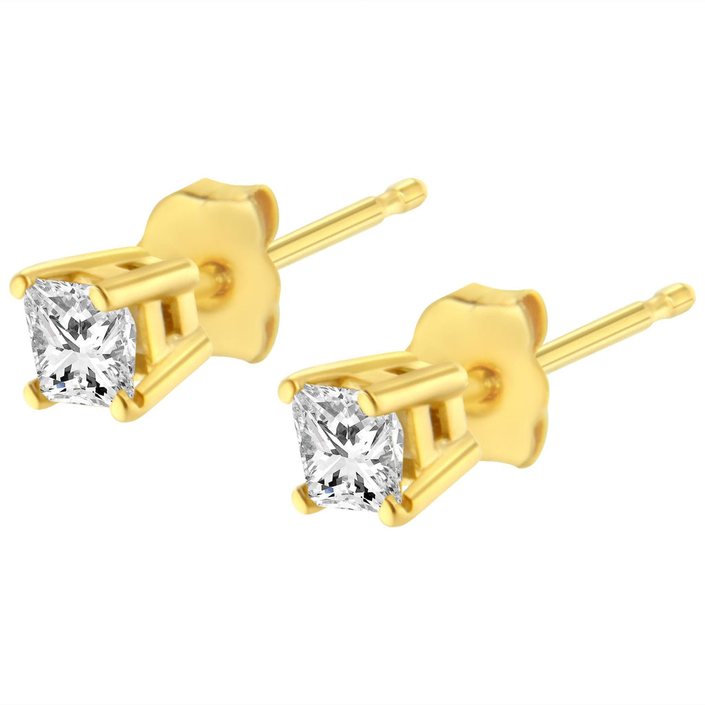 Princess-Cut Square Diamond Stud Earrings