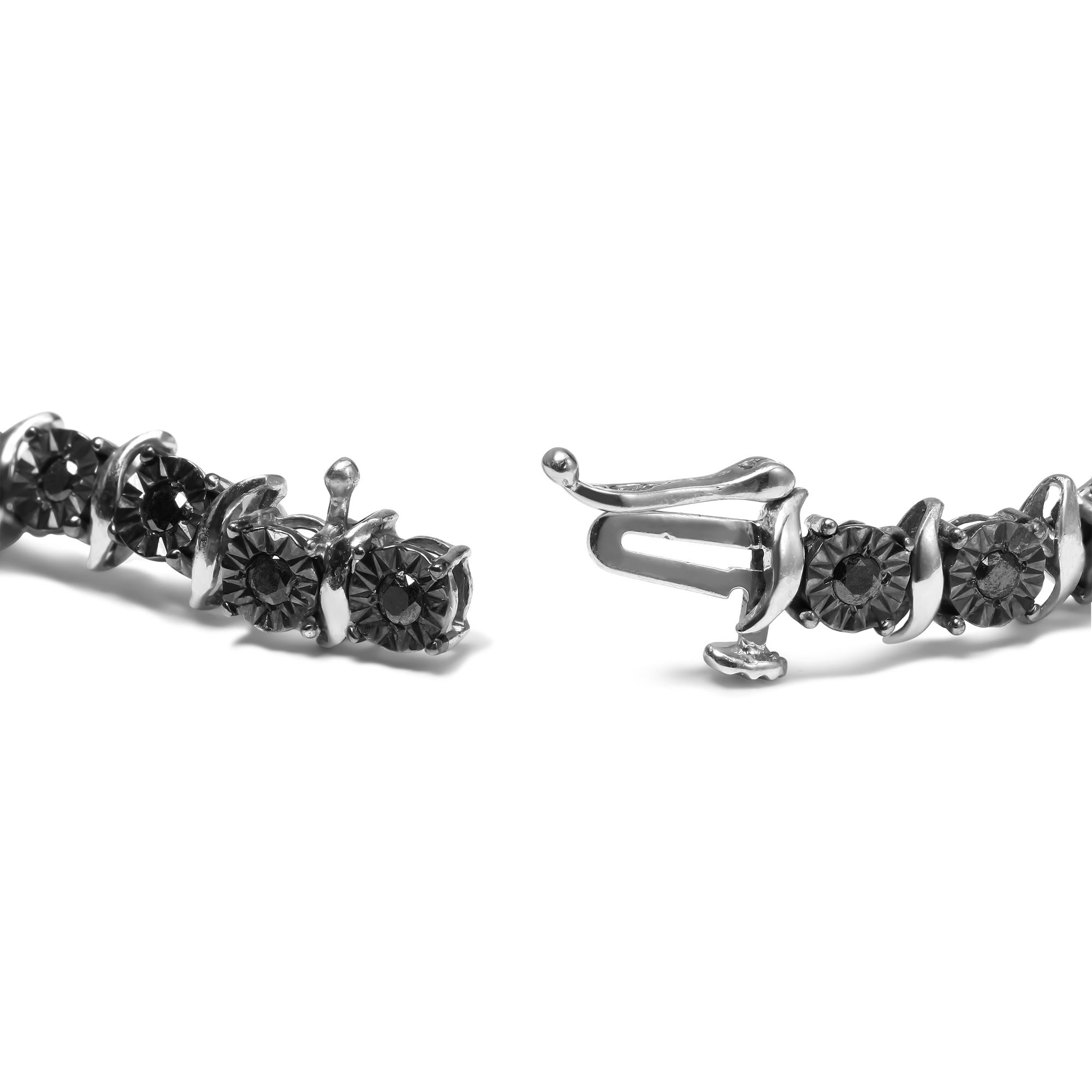 Black Treated Diamond Tennis Bracelet (Black Color)