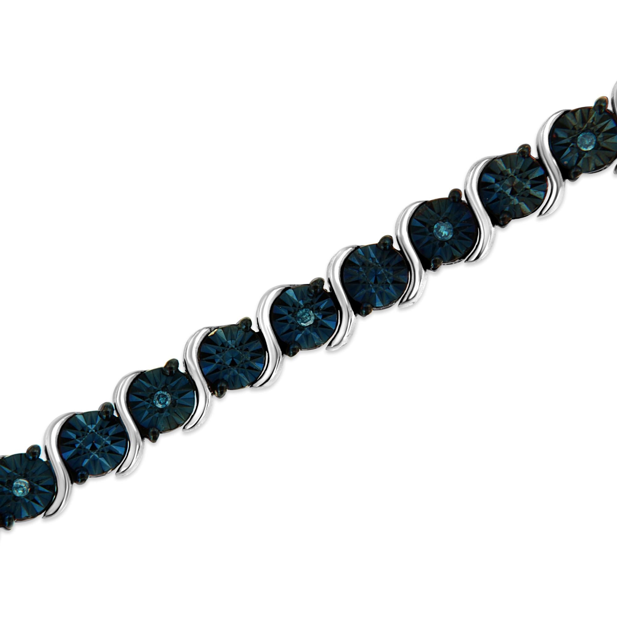 Blue Color Diamond Tennis Bracelet