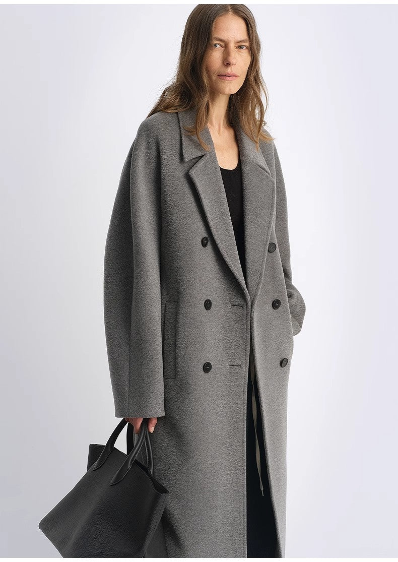 Wool Cashmere Blend Classic Tie Coat - Camel / Gray