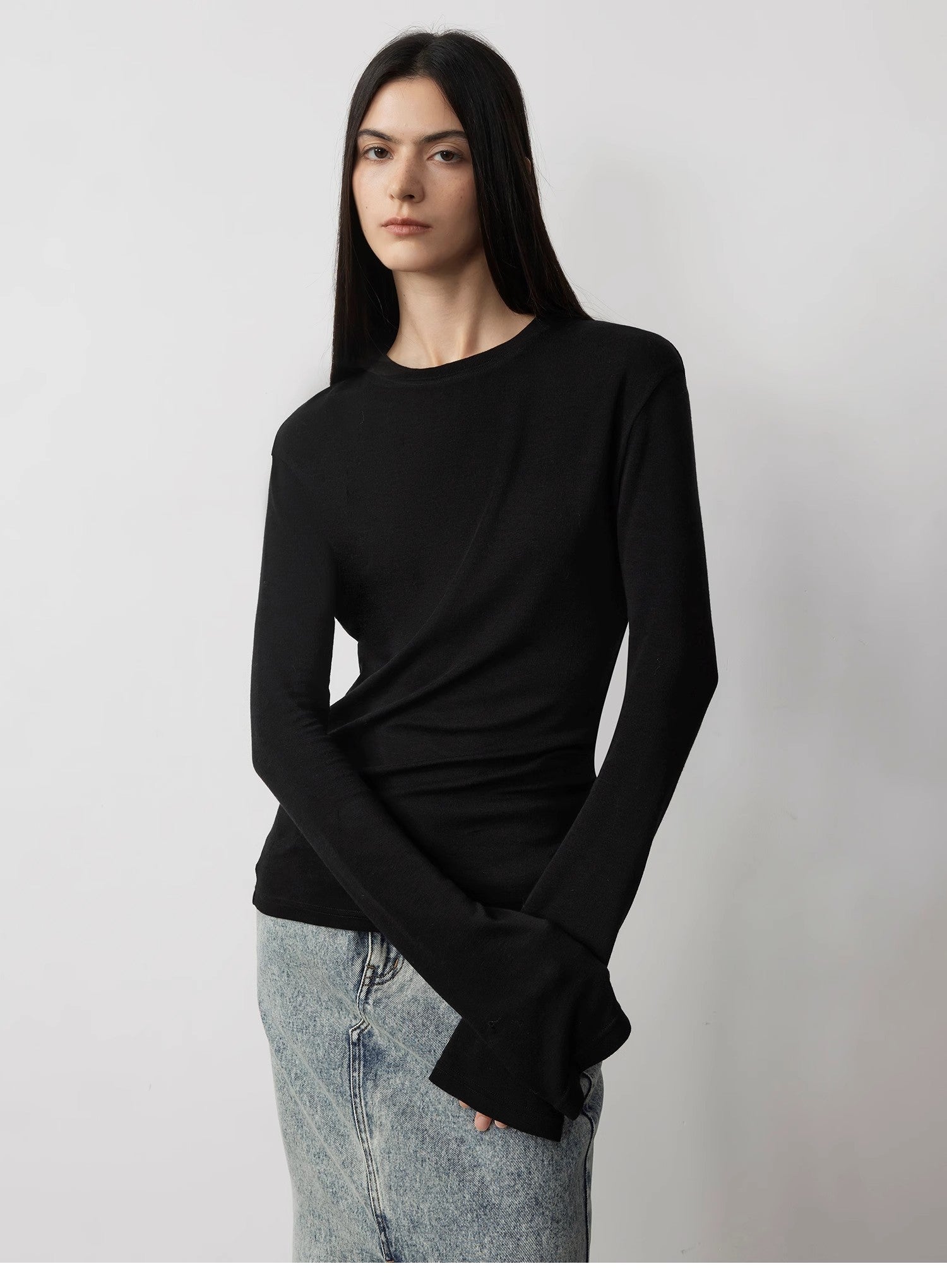 Lyocell Wool Stretch Long-Sleeved T-Shirt