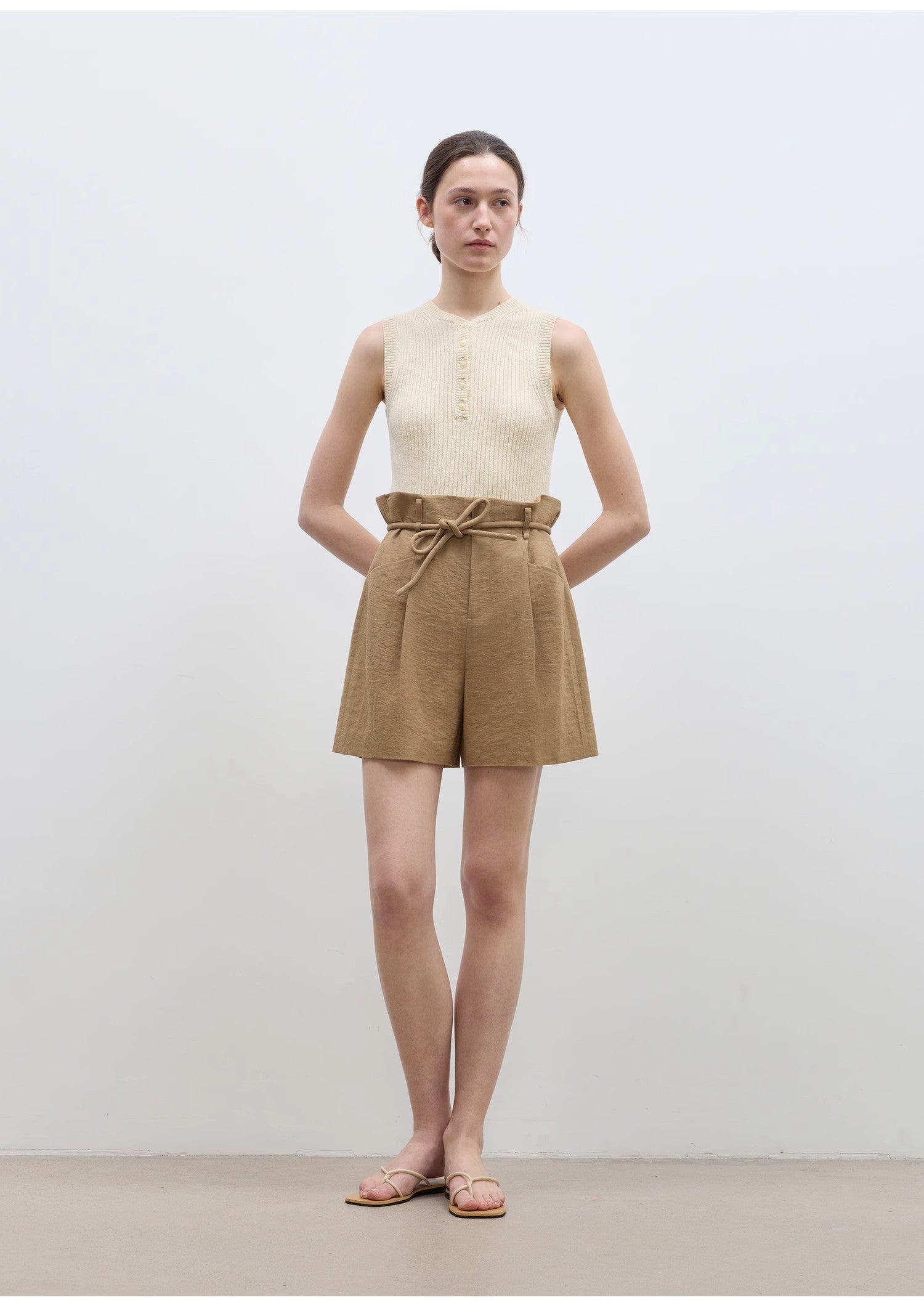 Drawstring High Waist Shorts Women