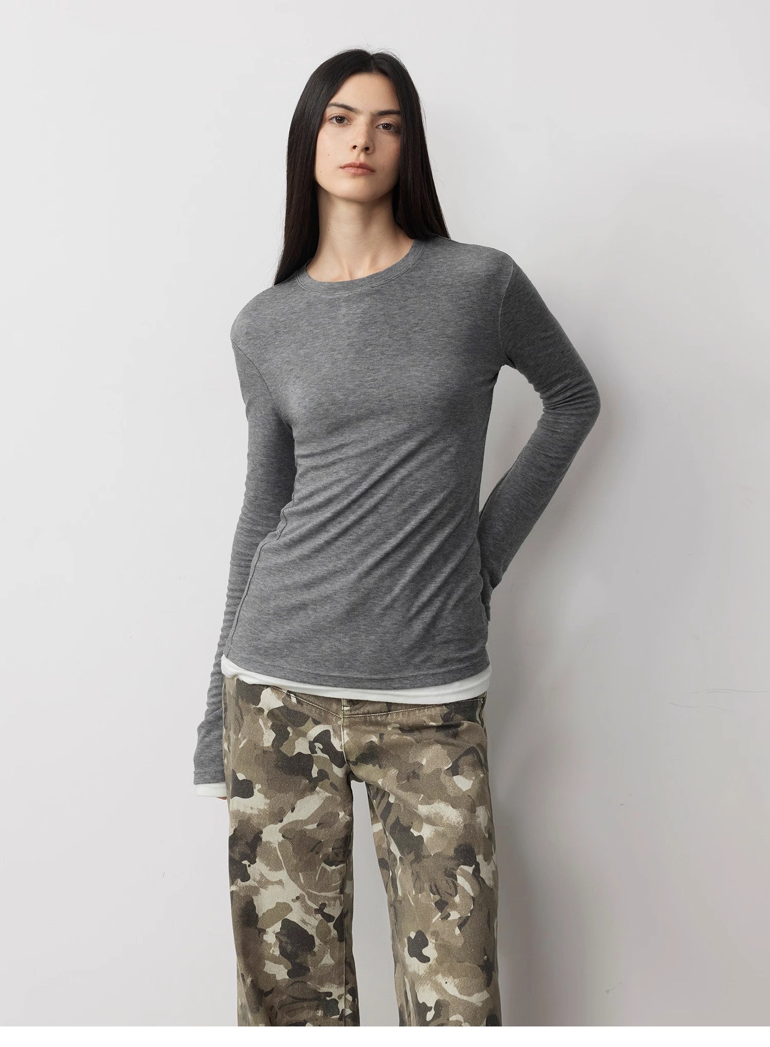 Lyocell Wool Stretch Long-Sleeved T-Shirt