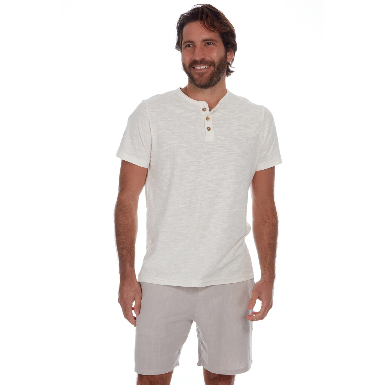 Rayon/Linen Blend Shorts - Almond Milk