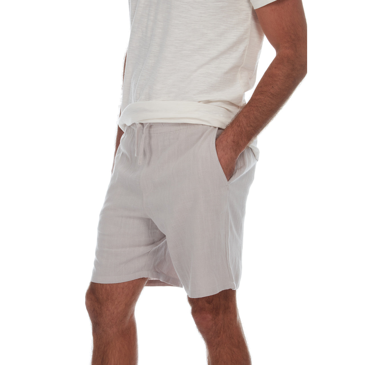 Rayon/Linen Blend Shorts - Almond Milk