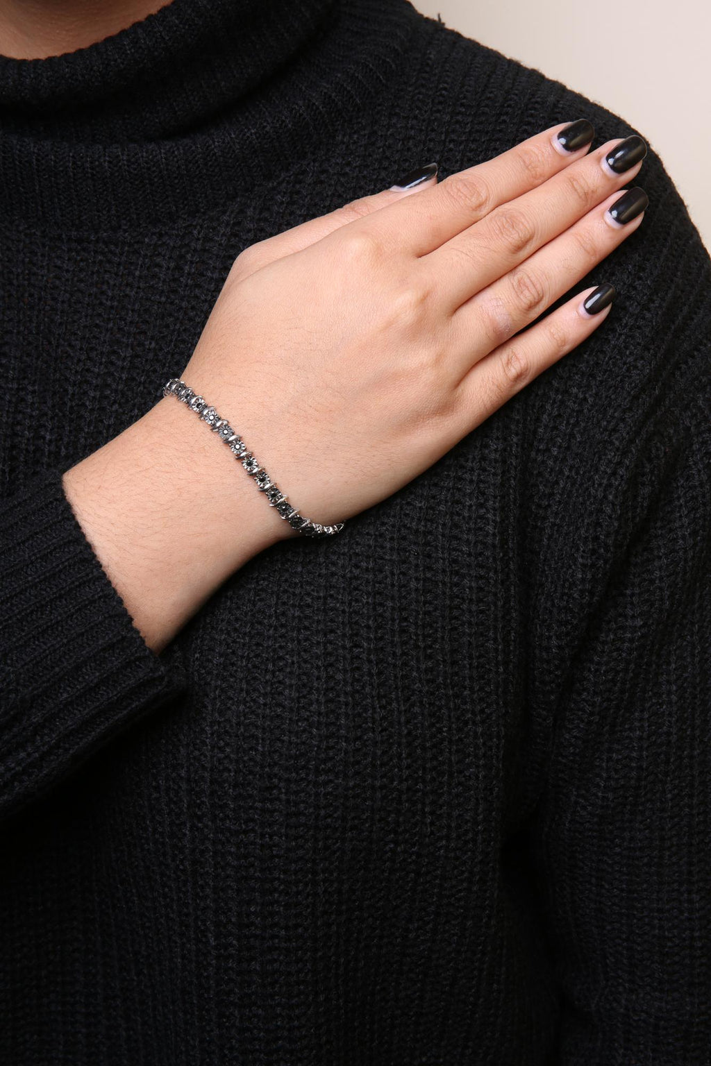 Black Treated Diamond Tennis Bracelet (Black Color)