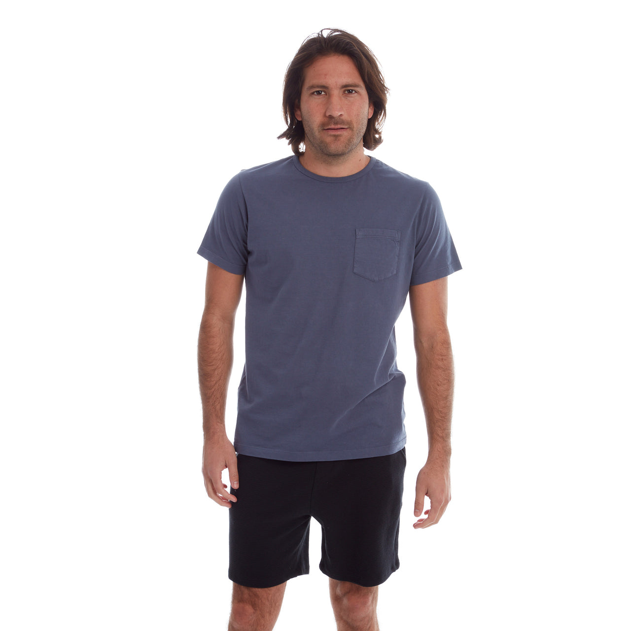 Black Cotton Elastic Waist Shorts