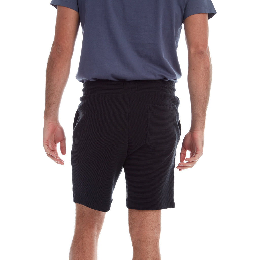 Black Cotton Elastic Waist Shorts