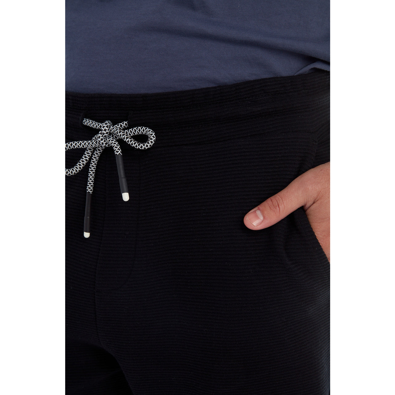 Black Cotton Elastic Waist Shorts