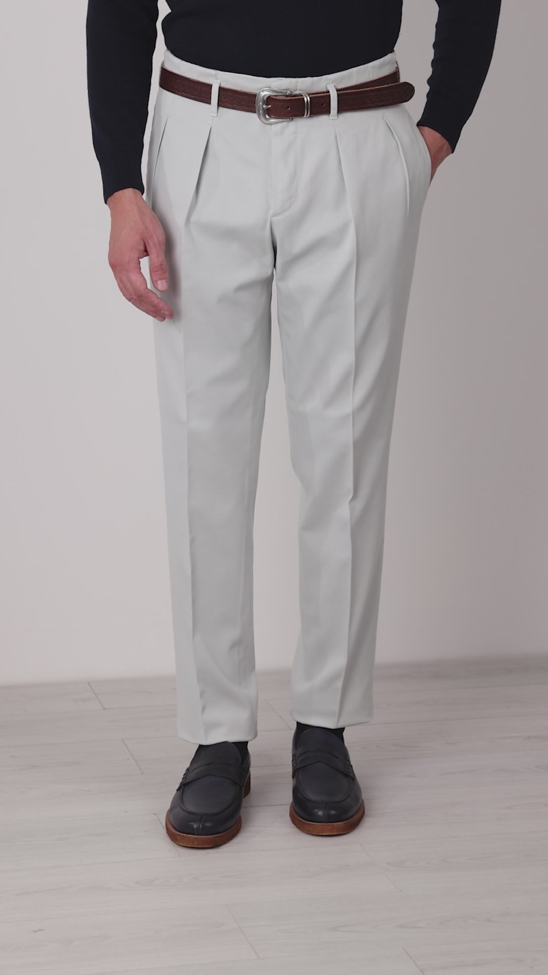 Smart Gray Cotton Tailored Trousers