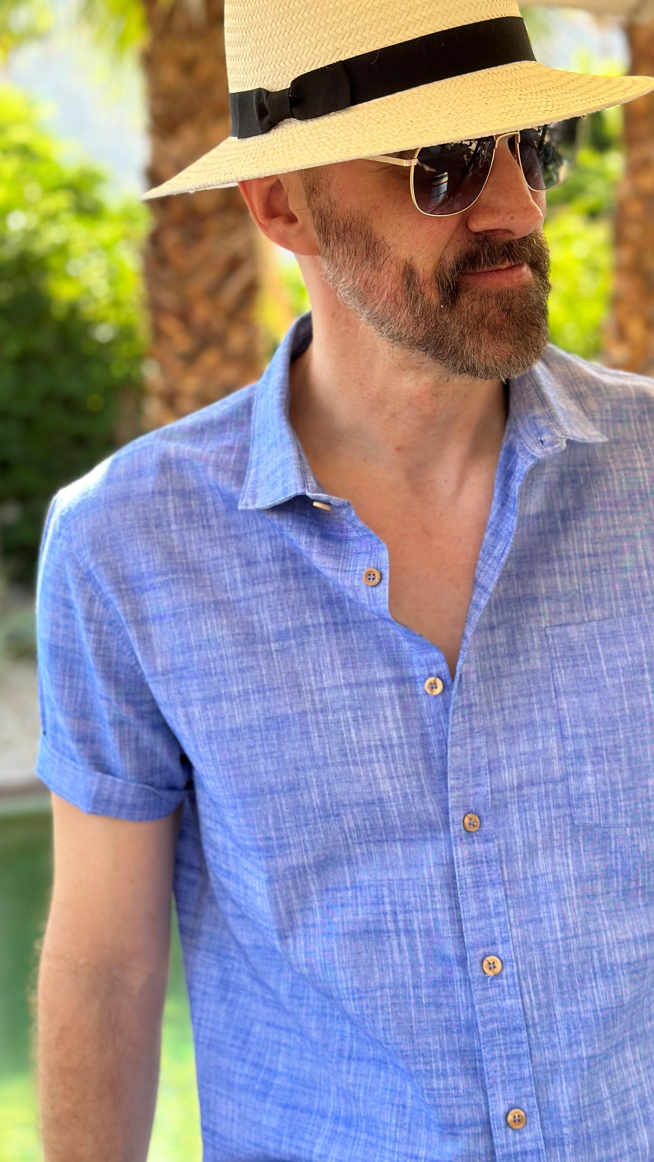 Cotton Short Sleeve Button-Down Shirt