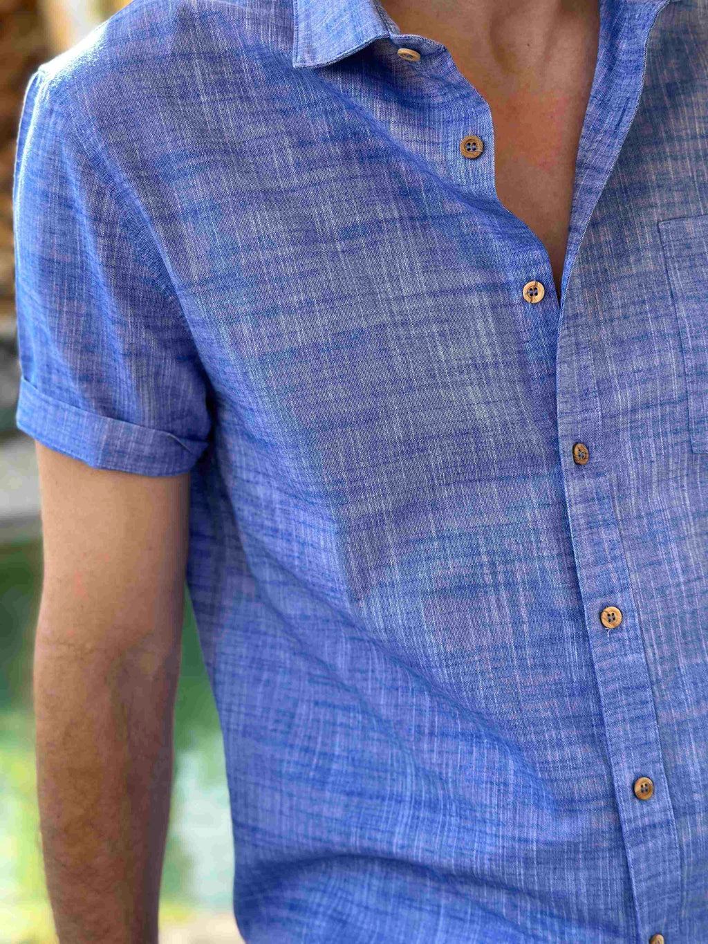 Cotton Short Sleeve Button-Down Shirt