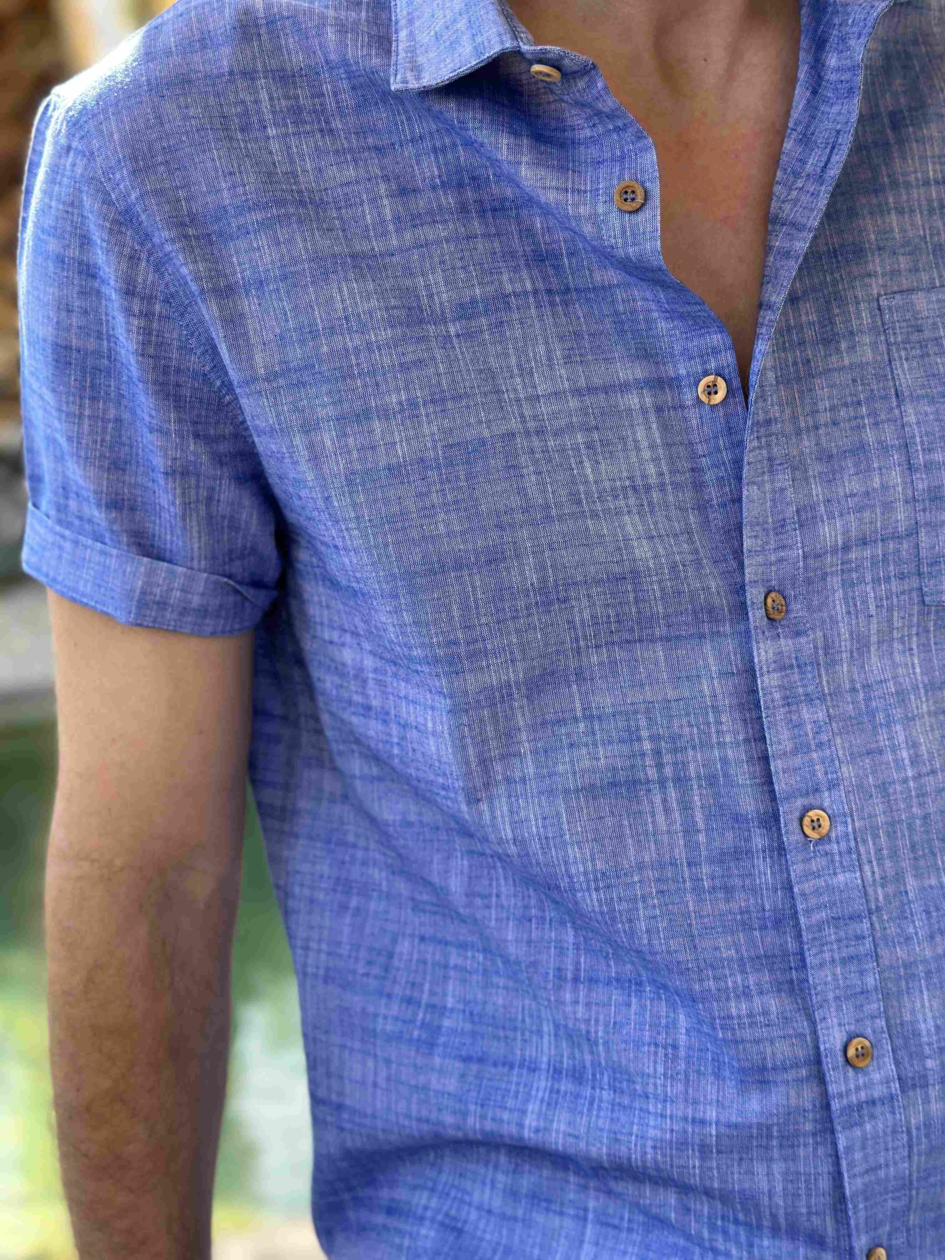 Cotton Short Sleeve Button-Down Shirt