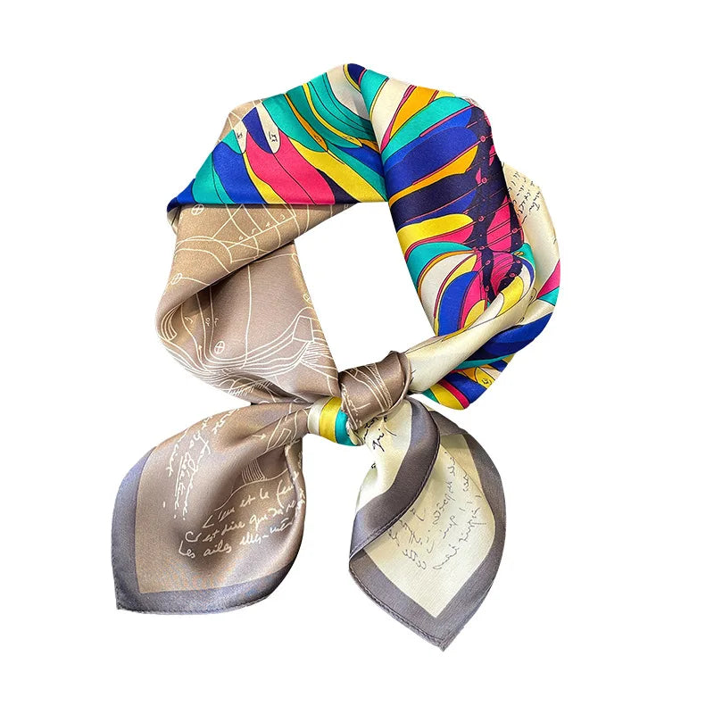 Bright Blue/Cream Silk Square Scarf